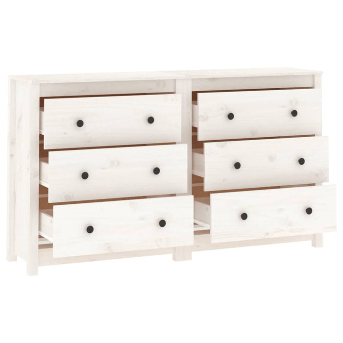 Credenza Bianca 140x35x80 cm in Legno Massello di Pino cod mxl 65617