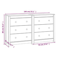 Credenza Bianca 140x35x80 cm in Legno Massello di Pino cod mxl 65617