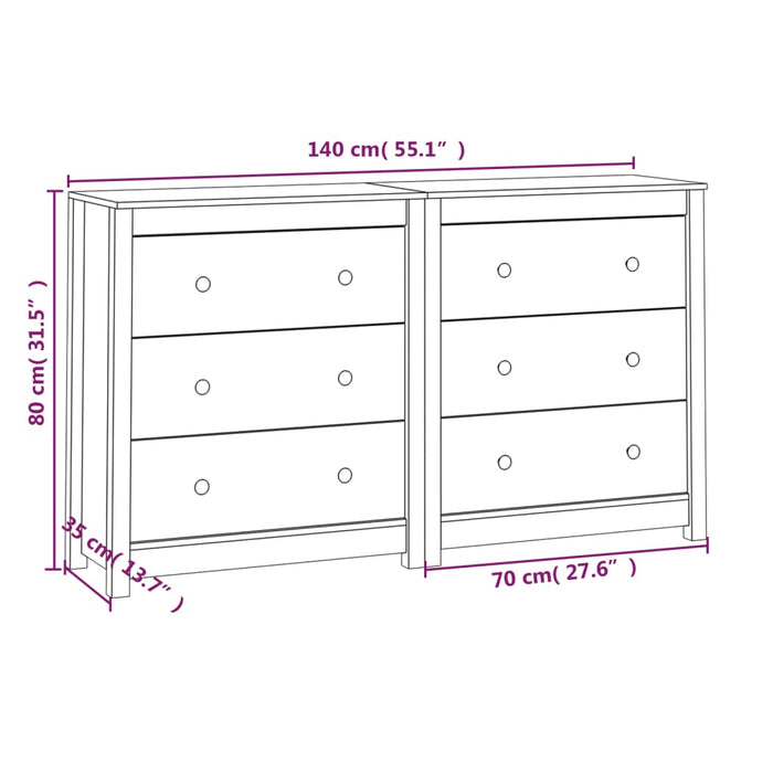 Credenza Bianca 140x35x80 cm in Legno Massello di Pino cod mxl 65617