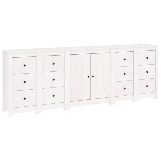 Credenza Bianca 230x35x80 cm in Legno Massello di Pino cod mxl 17195