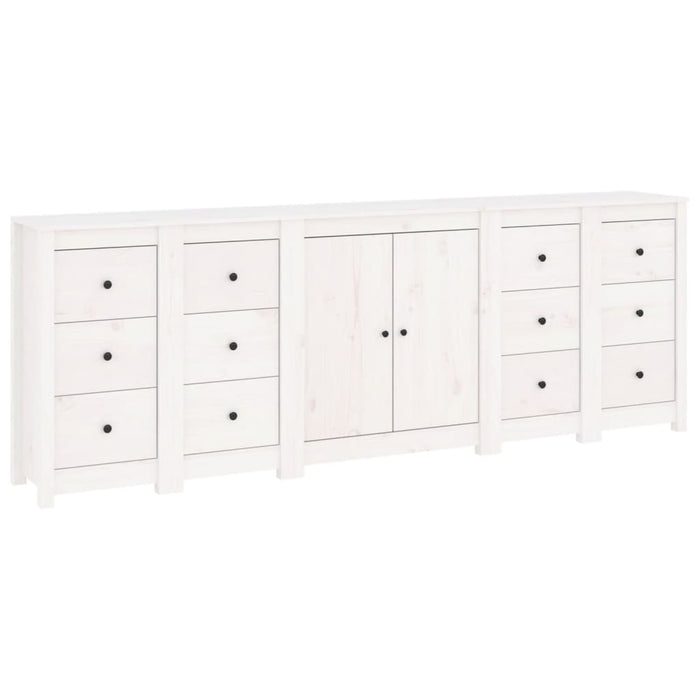 Credenza Bianca 230x35x80 cm in Legno Massello di Pino cod mxl 17195