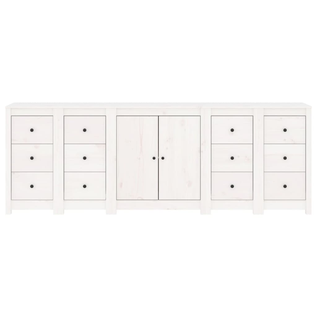 Credenza Bianca 230x35x80 cm in Legno Massello di Pino cod mxl 17195