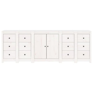 Credenza Bianca 230x35x80 cm in Legno Massello di Pino cod mxl 17195