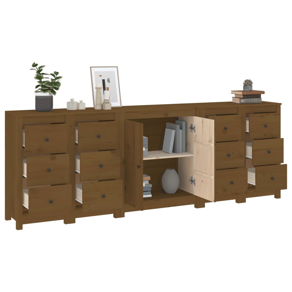 Credenza Miele 230x35x80 cm in Legno Massello di Pino cod mxl 22952