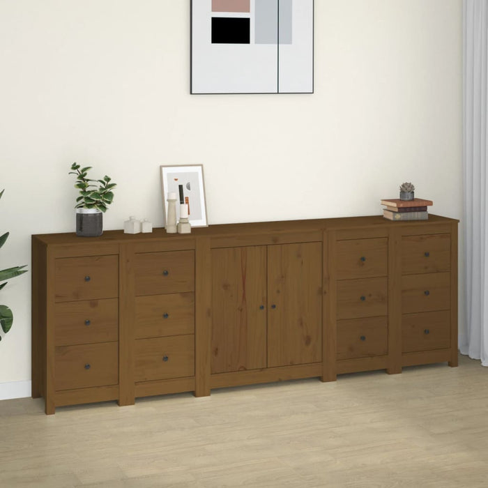 Credenza Miele 230x35x80 cm in Legno Massello di Pino cod mxl 22952