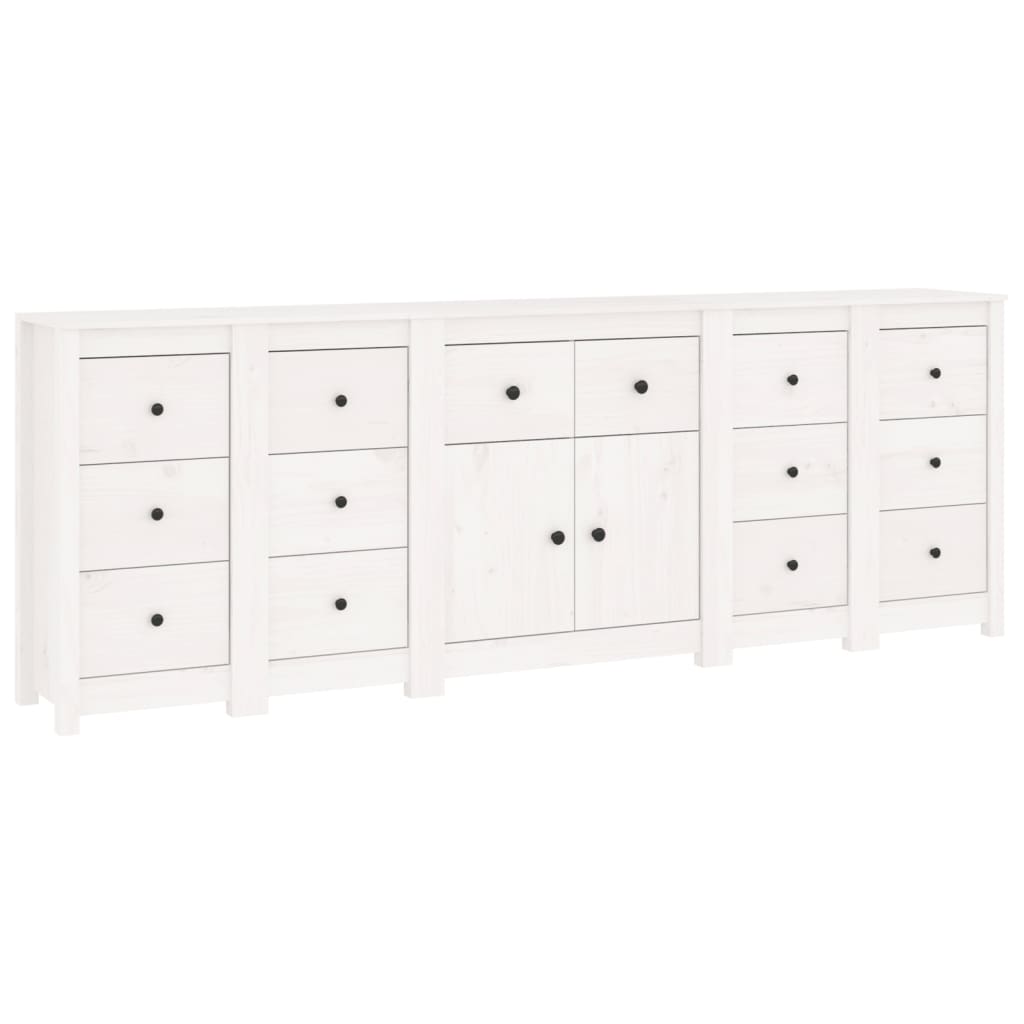 Credenza Bianca 230x35x80 cm in Legno Massello di Pino cod mxl 17191