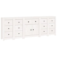 Credenza Bianca 230x35x80 cm in Legno Massello di Pino cod mxl 17191