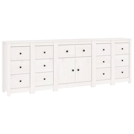 Credenza Bianca 230x35x80 cm in Legno Massello di Pino cod mxl 17191