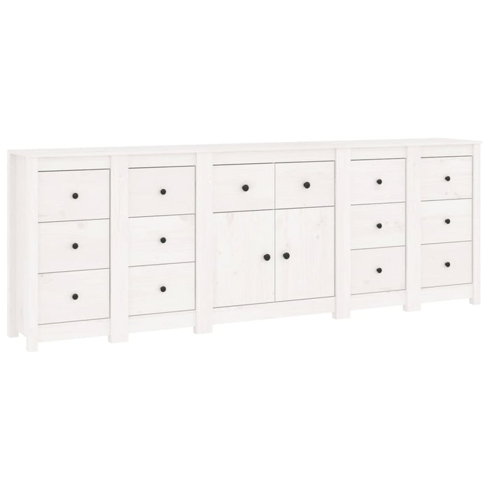 Credenza Bianca 230x35x80 cm in Legno Massello di Pino cod mxl 17191