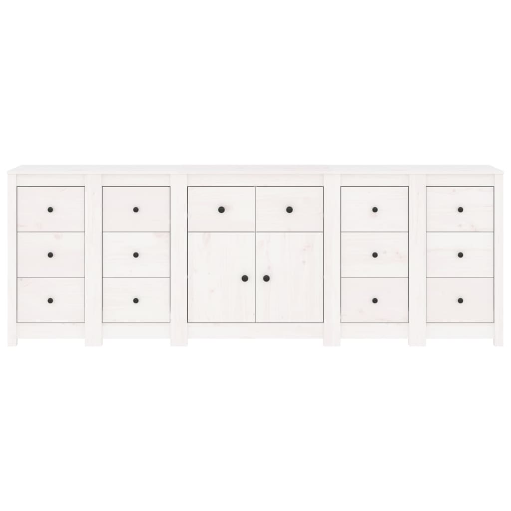 Credenza Bianca 230x35x80 cm in Legno Massello di Pino cod mxl 17191