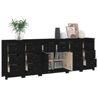 Credenza Nera 230x35x80 cm in Legno Massello di Pino cod mxl 8218