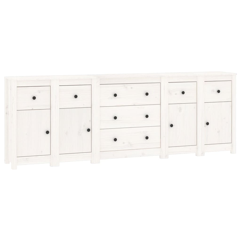 Credenza Bianca 230x35x80 cm in Legno Massello di Pino cod mxl 7986