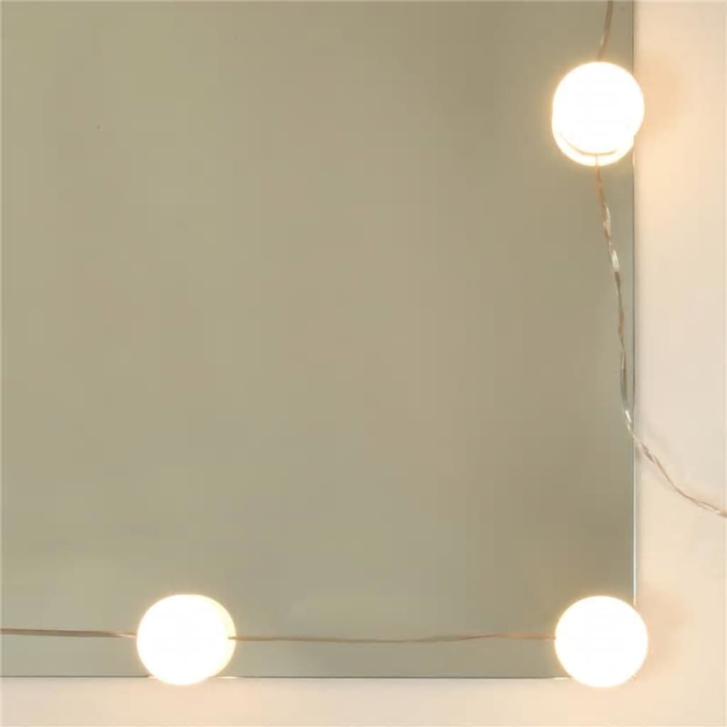 Set Tavolo da Toeletta Bianco Lucido con LED Legno Multistrato