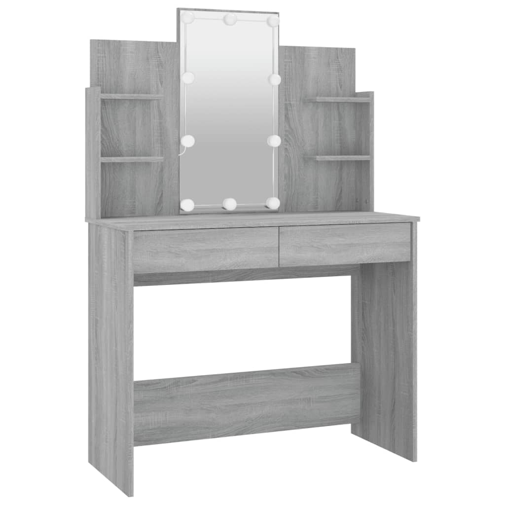 Set Tavolo da Toeletta con LED Grigio Sonoma Legno Multistrato 3114129