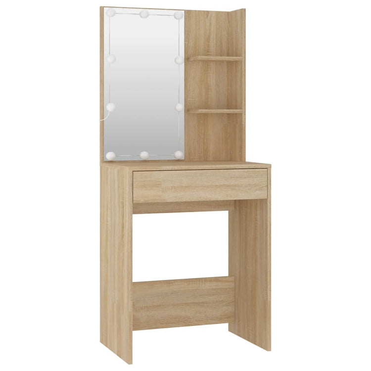 Set Tavolo da Toeletta con LED Rovere Sonoma Legno Multistrato 3114133