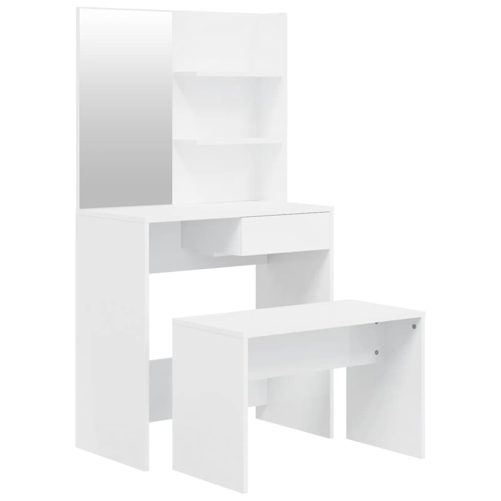 Set Tavolo da Toeletta Bianco Lucido 74,5x40x141 cm 3114143