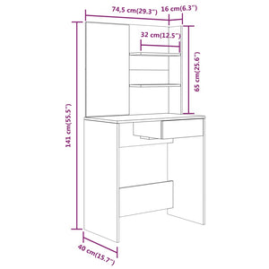 Set Tavolo da Toeletta Rovere Fumo 74,5x40x141 cm 3114144