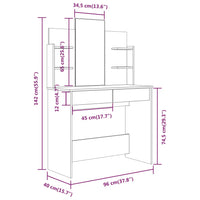 Set Tavolo da Toeletta Grigio Cemento 96x40x142 cm 3114158