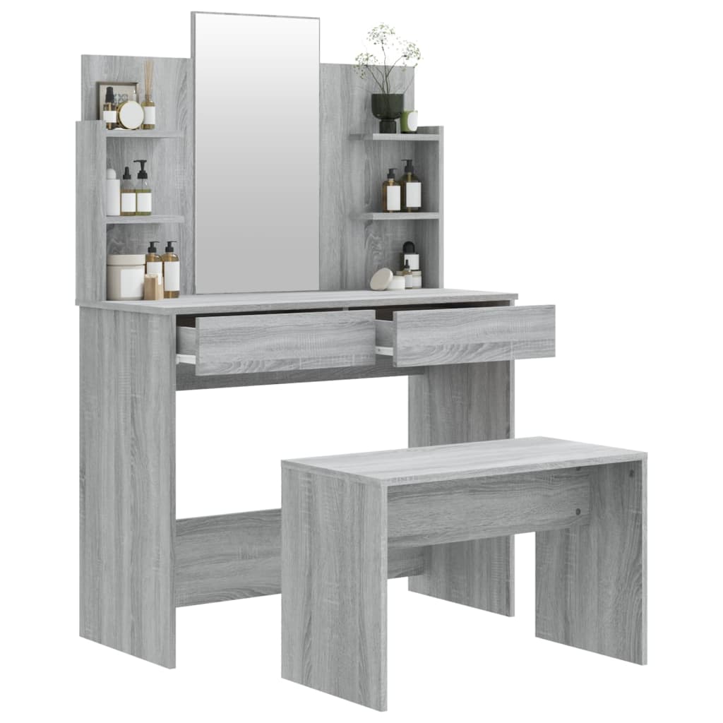 Set Tavolo da Toeletta Grigio Sonoma 96x40x142 cm 3114161