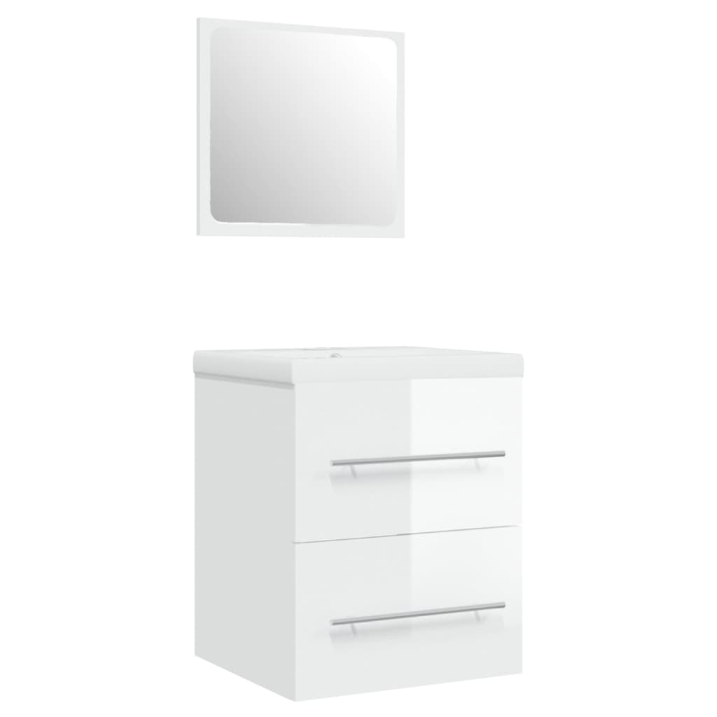 Mobile Bagno e Lavabo Integrato Bianco Lucido Legno Multistrato 3114167