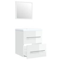 Mobile Bagno e Lavabo Integrato Bianco Lucido Legno Multistrato 3114167