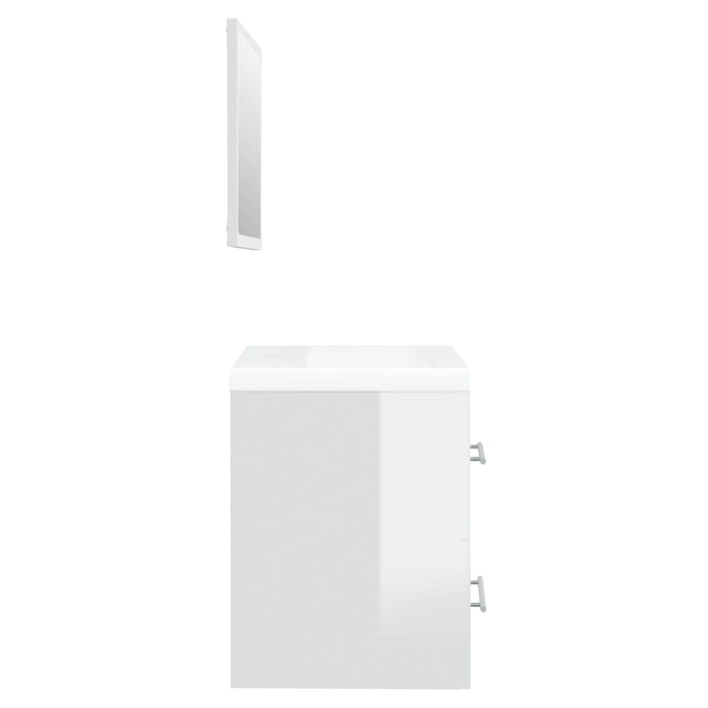 Mobile Bagno e Lavabo Integrato Bianco Lucido Legno Multistrato 3114167