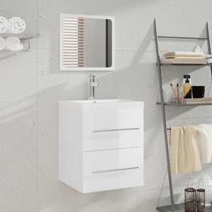 Mobile Bagno e Lavabo Integrato Bianco Lucido Legno Multistrato 3114167