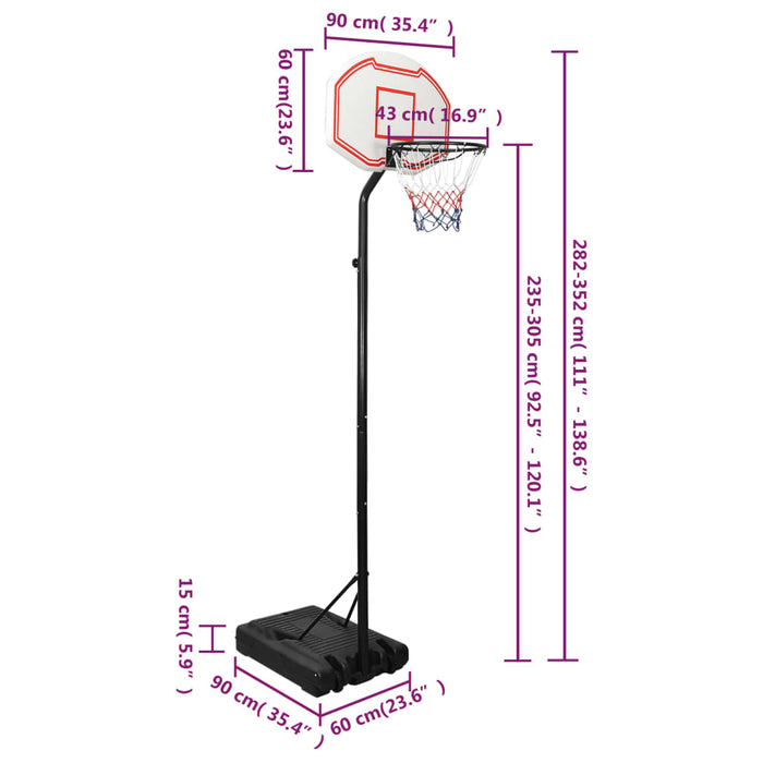 Supporto per Pallacanestro Bianco 282-352 cm Polietilene