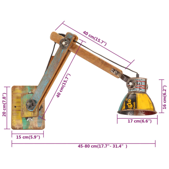 Lampada da Parete in Stile Industriale Rotonda Multicolore E27 cod mxl 65425