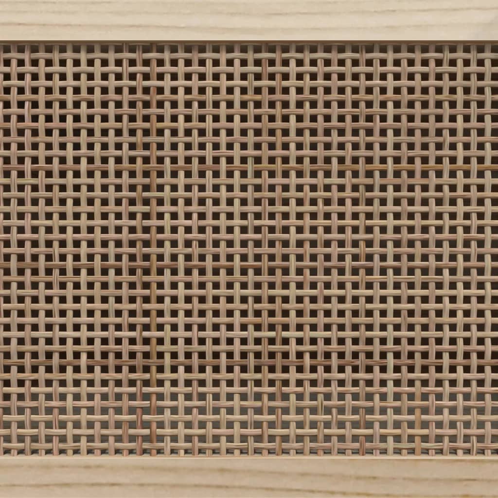 Mobile TV Nero 80x30x40 cm Massello Pino e Rattan Naturale