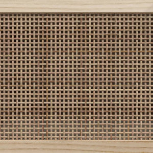 Mobile TV Bianco 105x30x40 cm Massello Pino e Rattan Naturale