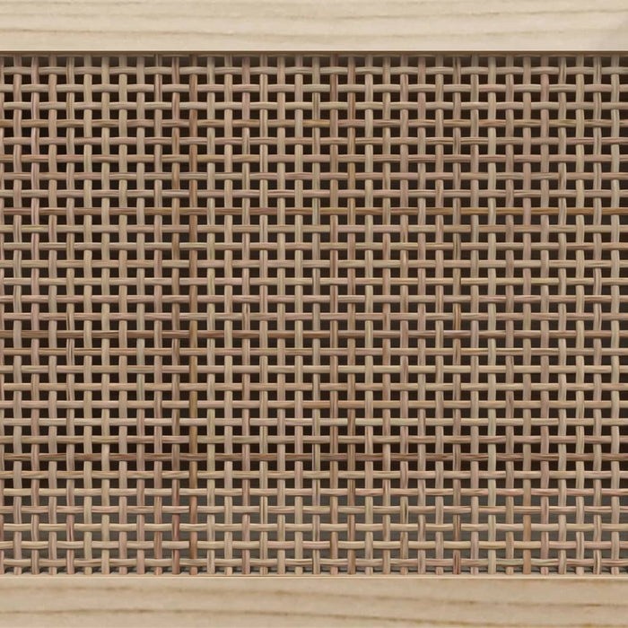 Mobile TV Nero 105x30x40 cm Massello Pino e Rattan Naturale cod mxl 18646