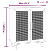 Credenza Bianca 60x30x70 cm Legno Massello Pino Rattan Naturale cod mxl 12736