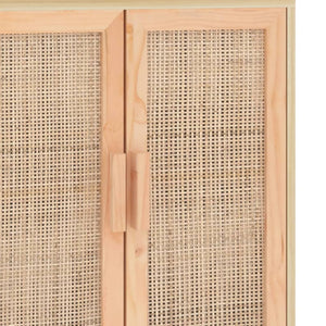 Credenza Marrone 60x30x70cm Legno Massello Pino Rattan Naturale cod mxl 12486