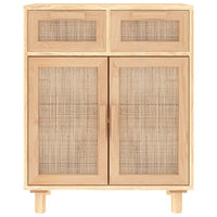 Credenza Marrone 60x30x75cm Legno Massello Pino Rattan Naturale cod mxl 65493