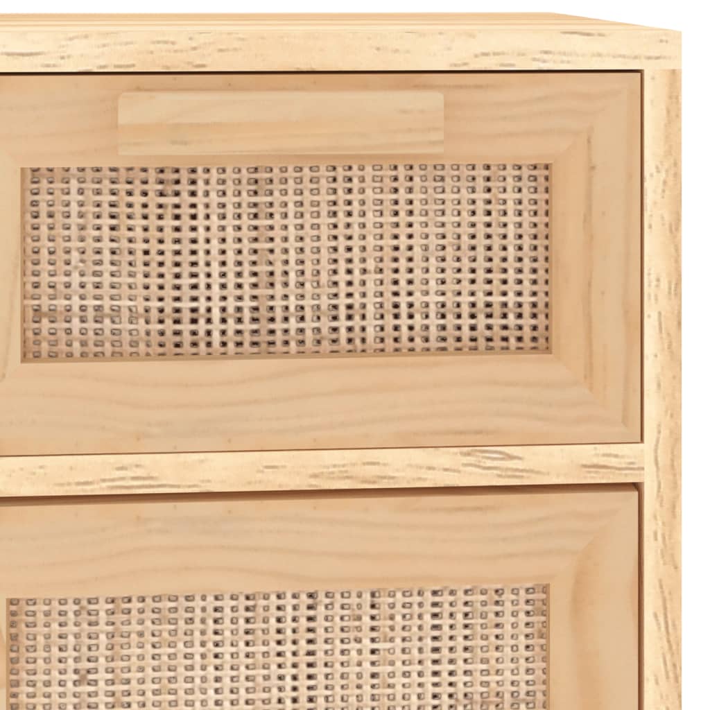 Credenza Marrone 60x30x75cm Legno Massello Pino Rattan Naturale cod mxl 65493