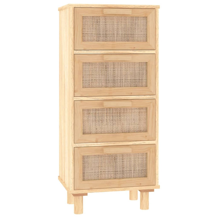 Credenza Marrone 40x30x90cm Legno Massello Pino Rattan Naturale cod mxl 12476