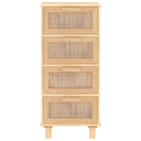 Credenza Marrone 40x30x90cm Legno Massello Pino Rattan Naturale cod mxl 12476