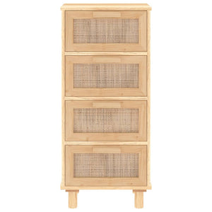 Credenza Marrone 40x30x90cm Legno Massello Pino Rattan Naturale cod mxl 12476