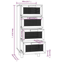 Credenza Marrone 40x30x90cm Legno Massello Pino Rattan Naturale cod mxl 12476