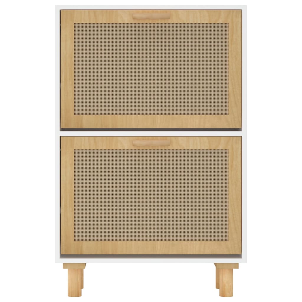 Scarpiera Bianca 52x25x80cm Legno Multistrato e Rattan Naturale 345645