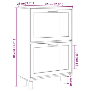 Scarpiera Bianca 52x25x80cm Legno Multistrato e Rattan Naturale cod mxl 45492