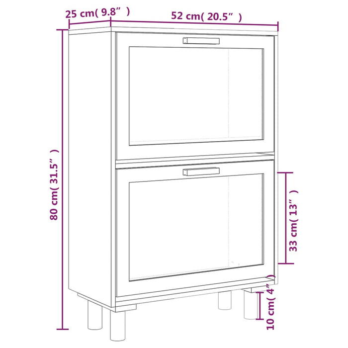 Scarpiera Bianca 52x25x80cm Legno Multistrato e Rattan Naturale cod mxl 45492