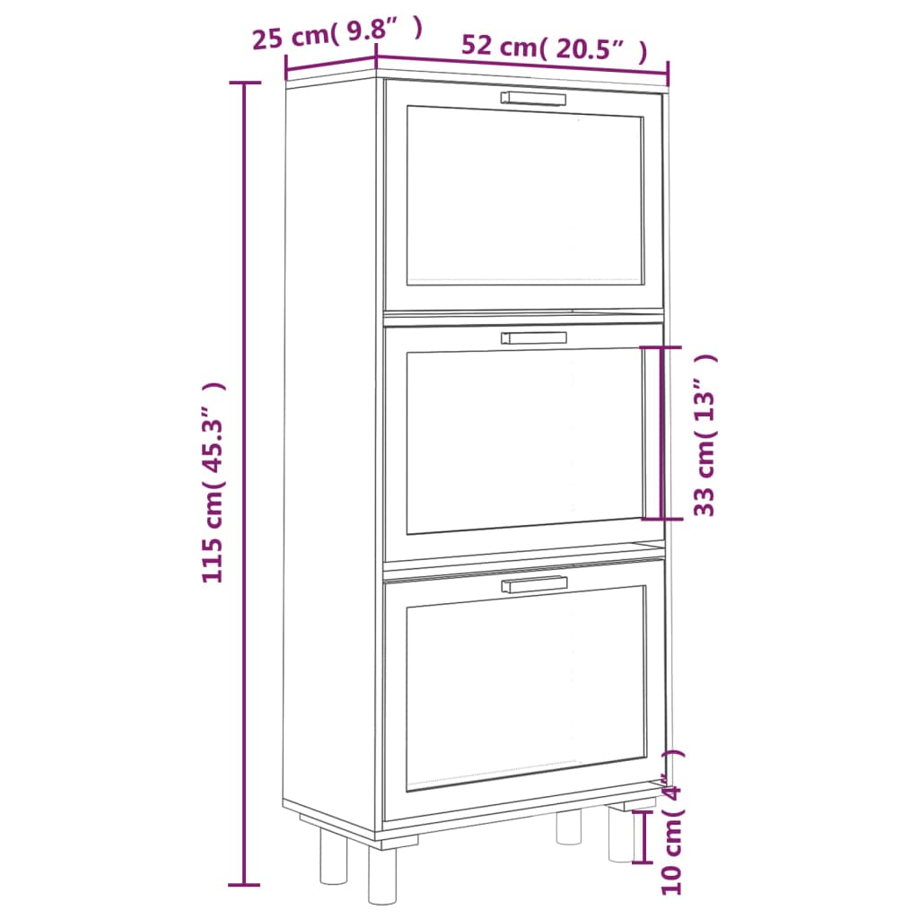 Scarpiera Bianca52x25x115cm Legno Multistrato e Rattan Naturale cod mxl 46224