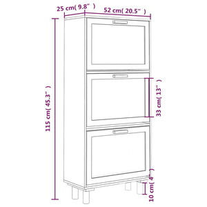 Scarpiera Bianca52x25x115cm Legno Multistrato e Rattan Naturale 345648