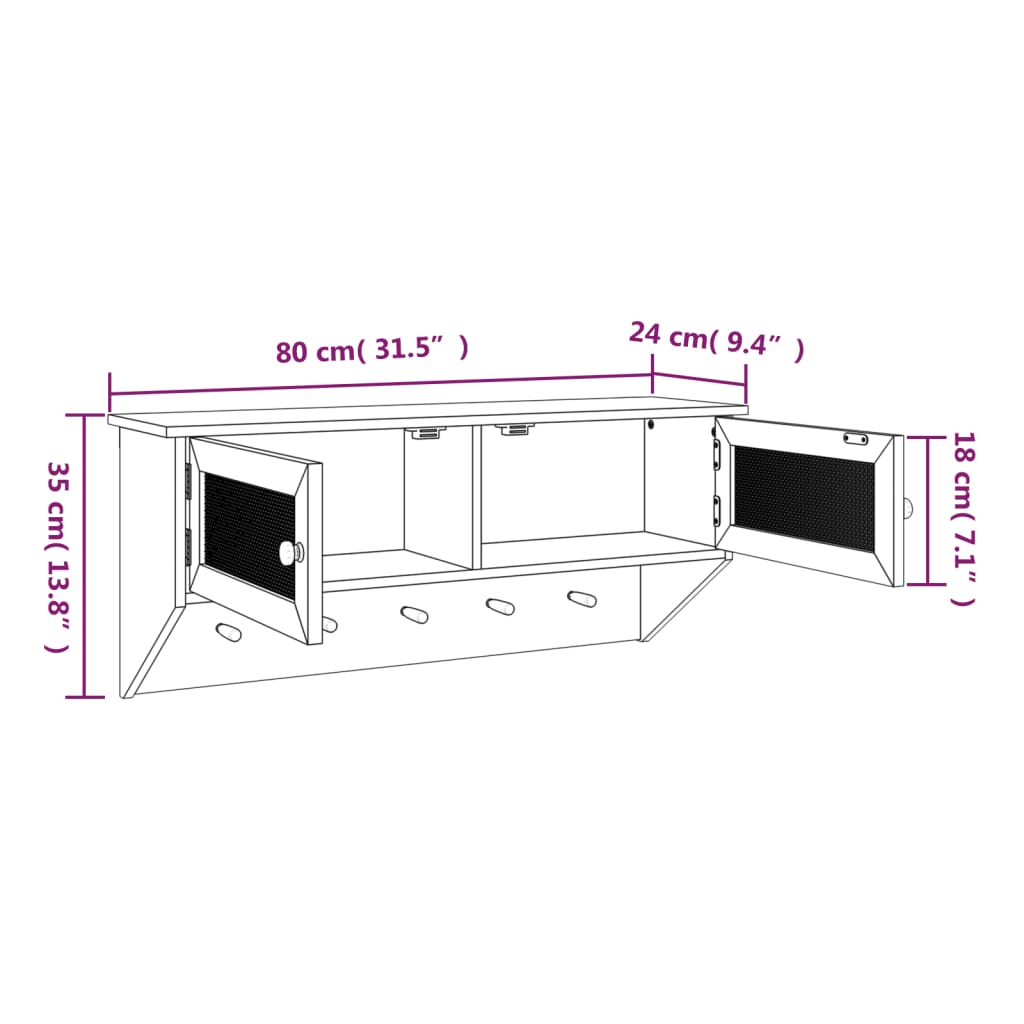 Appendiabiti a Muro Bianco Legno Multistrato e Rattan Naturale cod mxl 33019