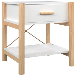 Tavolino da Letto Bianco 42x38x45 cm in Legno Multistrato 345654