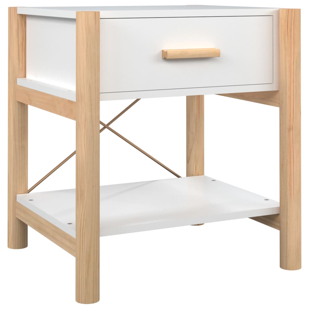 Tavolini da Letto 2pz Bianchi 42x38x45 cm in Legno Multistrato cod mxl 30108