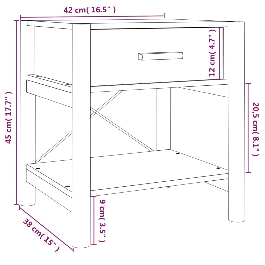 Tavolini da Letto 2pz Bianchi 42x38x45 cm in Legno Multistrato cod mxl 30108