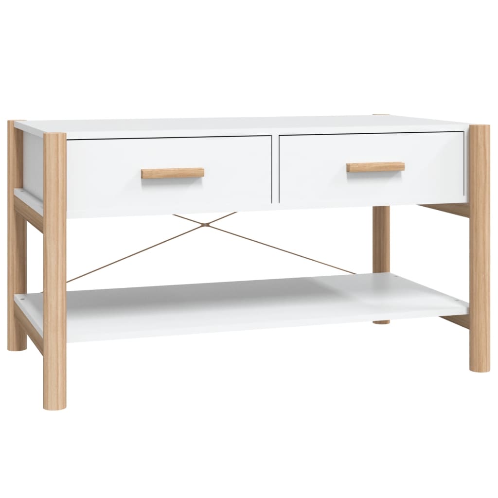 Tavolino da Salotto Bianco 82x38x45 cm in Legno Multistrato